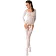 PASSION WOMAN BS055 BODYSTOCKING BIANCO TAGLIA UNICA