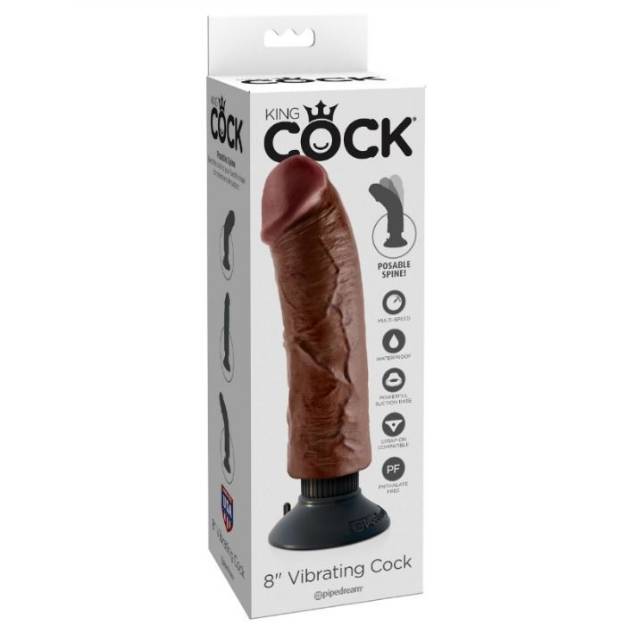 DILDO VIBRADOR KING COCK 20.32 CM MARRON