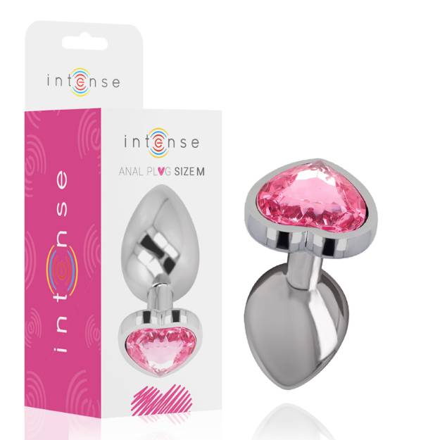 INTENSE - PLUG ANALE METALLO ALLUMINIO CUORE N ROSA TAGLIA M