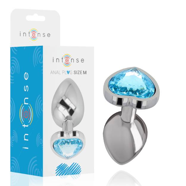 INTENSE - PLUG ANALE METALLO ALLUMINIO CUORE N BLU TAGLIA M