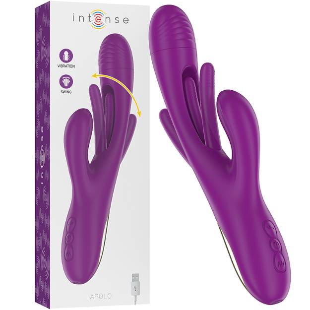 INTENSE™ - APOLO VIBRATORE MULTIFUNZIONE RICARICABILE 7 VIBRAZIONI CON LINGUA OSCILLANTE VIOLA