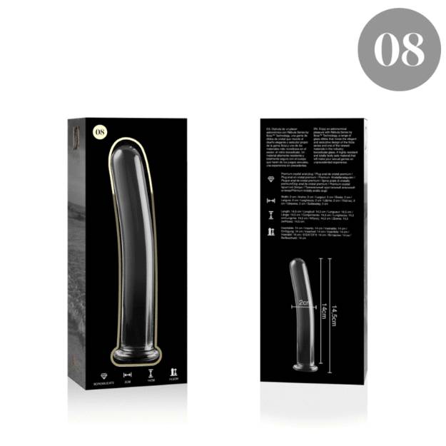 NEBULA SERIES BY IBIZA™ - MODELLO 8 DILDO IN VETRO BOROSILICATO 14,5 X 2 CM TRASPARENTE