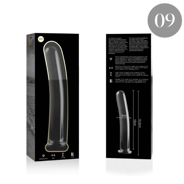 NEBULA SERIES BY IBIZA™ - MODELLO 9 DILDO IN VETRO BOROSILICATO 15,5 X 2,5 CM TRASPARENTE