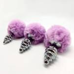 ALIVE - PLUG PIACERE ANALE SPIRALE METALLO FLUFFY VIOLA TAGLIA S