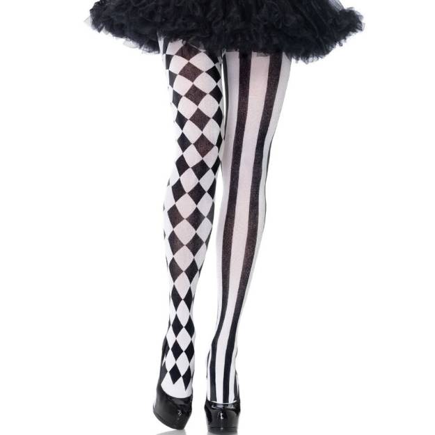 LEG AVENUE - COLLANT ARLEQUIN NERO/BIANCO