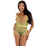 LEG AVENUE - SET T-SHIRT E PANTALONI TWIST NET LIME