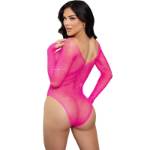 LEG AVENUE - BODY MANICA LUNGA CRISTALLIZZATO FUCSIA