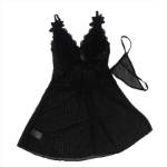 SUBBLIME - BABYDOLL TULLE CON DETTAGLI PIZZO E FIORI NERO L/XL