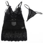 SUBBLIME - BABYDOLL CON SPALLINE REGOLABILI IN PIZZO NERO L/XL