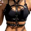SUBBLIME - PETTORINA CON ANELLO IN PELLE NERA TAGLIA UNICA