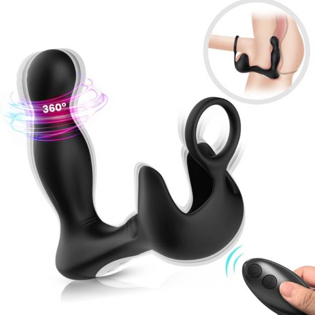 ARMONY - VIBRATORE SURROUND ANALE E STIMOLATORE TESTICOLO E ANELLO TELECOMANDO NERO