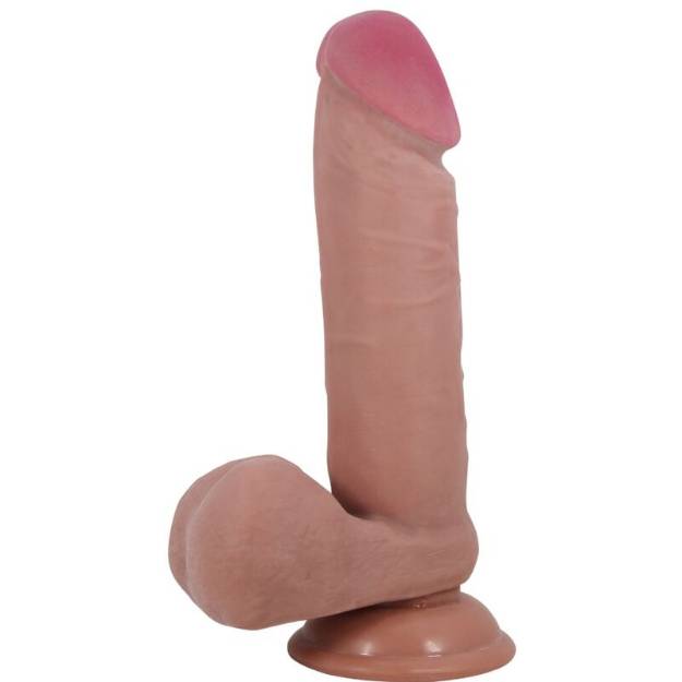 PRETTY LOVE - DILDO REALISTICO SLIDING SKIN SERIES CON VENTOSA SCORREVOLE DELLA PELLE MARRONE 20,5 CM