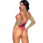 LEG AVENUE - BODY IN RETE MULTICOLORE MANICA LUNGA