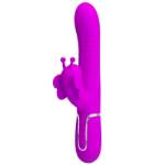 PRETTY LOVE - VIBRATORE MULTIFUNZIONE RABBIT 4 IN 1 FARFALLA FUCSIA