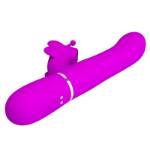 PRETTY LOVE - VIBRATORE MULTIFUNZIONE RABBIT 4 IN 1 FARFALLA FUCSIA