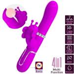 PRETTY LOVE - VIBRATORE MULTIFUNZIONE RABBIT 4 IN 1 FARFALLA FUCSIA