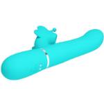 PRETTY LOVE - VIBRATORE MULTIFUNZIONE RABBIT 4 IN 1 FARFALLA VERDE ACQUA