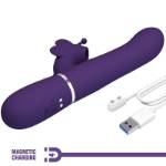 PRETTY LOVE - VIBRATORE MULTIFUNZIONE RABBIT 4 IN 1 FARFALLA VIOLA