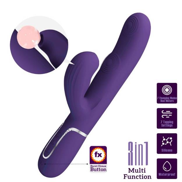 PRETTY LOVE - VIBRATORE PERLITA G-SPOT 3 IN 1 MULTIFUNZIONE VIOLA