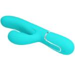 PRETTY LOVE - VIBRATORE MULTIFUNZIONE PERLITA 3 IN 1 G-SPOT VERDE ACQUA