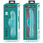 PRETTY LOVE - VIBRATORE CONIGLIO CON LECCATURA VERDE ACQUA