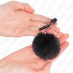 KINK - MORSETTO PER CAPEZZOLI CON SFERA IN ECOPELLICCIA NERA 6 CM