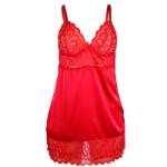 SUBBLIME - BABYDOLL IN RASO CON PIZZO ROSSO L/XL