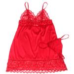 SUBBLIME - BABYDOLL IN RASO CON PIZZO ROSSO L/XL