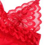 SUBBLIME - BABYDOLL IN RASO CON PIZZO ROSSO L/XL