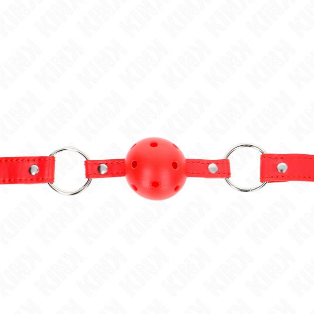 KINK - BAVAGLIO SFERA TRASPIRANTE 4 CM CON DOPPIO RIVETTO MODELLO 1 ROSSO 62,5 x 2,5 CM REGOLABILE 42-58 CM