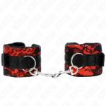 KINK - POLSO CORTO IN PIZZO DI VELLUTO E FASCIA IN NYLON ROSSO / NERO 23 X 6,5 CM