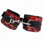 KINK - POLSO CORTO IN PIZZO DI VELLUTO E FASCIA IN NYLON ROSSO / NERO 23 X 6,5 CM