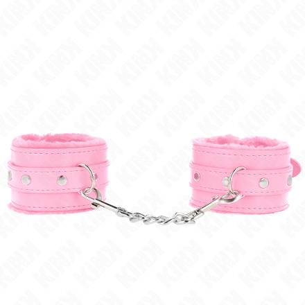 KINK - POGGIPOLSI PREMIUM RIVESTITI IN PELLICCIA ROSA CON CINTURA ROSA REGOLABILE 17-29 CM X 6 CM