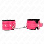 KINK - POGGIPOLSI PREMIUM FODERATI IN PELLICCIA NERI CON CINTURA ROSA LAMPONE REGOLABILE 17-29 CM X 6 CM