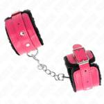 KINK - POGGIPOLSI PREMIUM FODERATI IN PELLICCIA NERI CON CINTURA ROSA LAMPONE REGOLABILE 17-29 CM X 6 CM