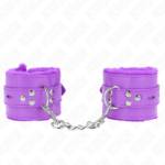 KINK - POLSINI IMBOTTITI IN PELLICCIA CON FORI QUADRI VIOLA E CINTURA VIOLA REGOLABILE 17-29 CM X 6 CM