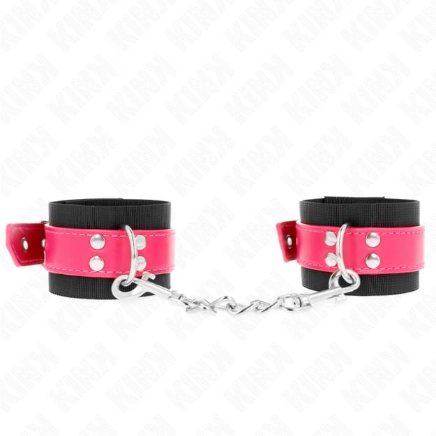 KINK - RESISTENZA DA POLSO IN NYLON NERO CON CINTURA IN SIMILPELLE ROSA LAMPONE REGOLABILE 19-29 CM X 5,1 CM