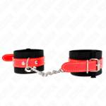 KINK - RESISTENZA DA POLSO IN NYLON NERO CON SIMILPELLE ROSSO REGOLABILE 19-24 CM X 5,5 CM