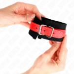 KINK - RESISTENZA DA POLSO IN NYLON NERO CON SIMILPELLE ROSSO REGOLABILE 19-24 CM X 5,5 CM