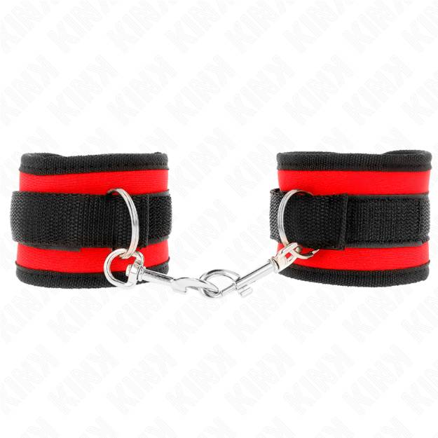 KINK - TENUTA DA POLSO IN NYLON HOOK&LOOP ROSSO-NERO MODELLO 2 REGOLABILE 18-35 CM X 6 CM