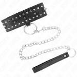 KINK - COLLANA CON GUINZAGLIO 65 CM CON BORCHIE IN ARGENTO MODELLO 1 REGOLABILE 36-43 CM X 5 CM