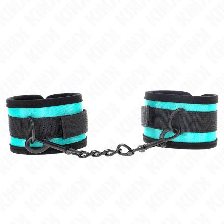 KINK - TENUTA DA POLSO IN NYLON CON GANCIO E LOOP NERO-BLU REGOLABILE 18-32 CM X 5 CM