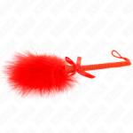 KINK - BACCHETTA IN CORDA DI NYLON CON PIUME TICKLE E FIOCCO ROSSO 25 CM