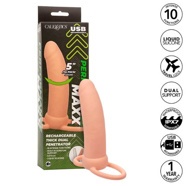 CALEXOTICS - MAXX THICK DUAL PENETRATOR 10 VIBRAZIONI CARNE