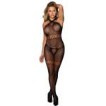 SUBBLIME - 951948 BODYSTOCKING A RETE CON SPALLINE INCROCIATE NERO TAGLIA UNICA