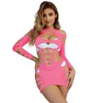 SUBBLIME - 952273 BODYSTOCKING ELASTICO A RETE MANICA LUNGA ROSA TAGLIA UNICA