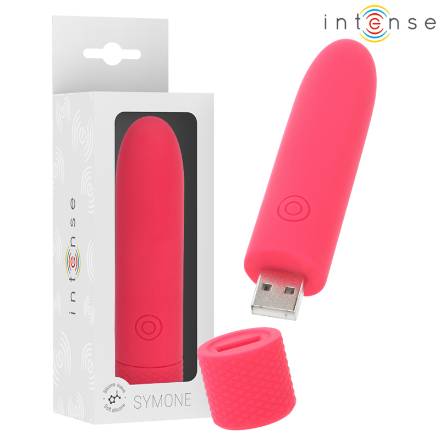 INTENSE - SYMONE PROIETTILE VIBRANTE RICARICABILE USB 8 VIBRAZIONI ROSSO 10 X 2,2 CM