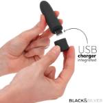 BLACK & SILVER - GERI USB RICARICABILE VIBRANTE BULLET 8 VIBRAZIONI NERO 10 X 2,2 CM