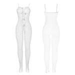 SUBBLIME - 951740 BODYSTOCKING BIANCO A RETE SENZA CAVALLO CON FIOCCHI TAGLIA UNICA