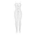 SUBBLIME - 951740 BODYSTOCKING BIANCO A RETE SENZA CAVALLO CON FIOCCHI TAGLIA UNICA